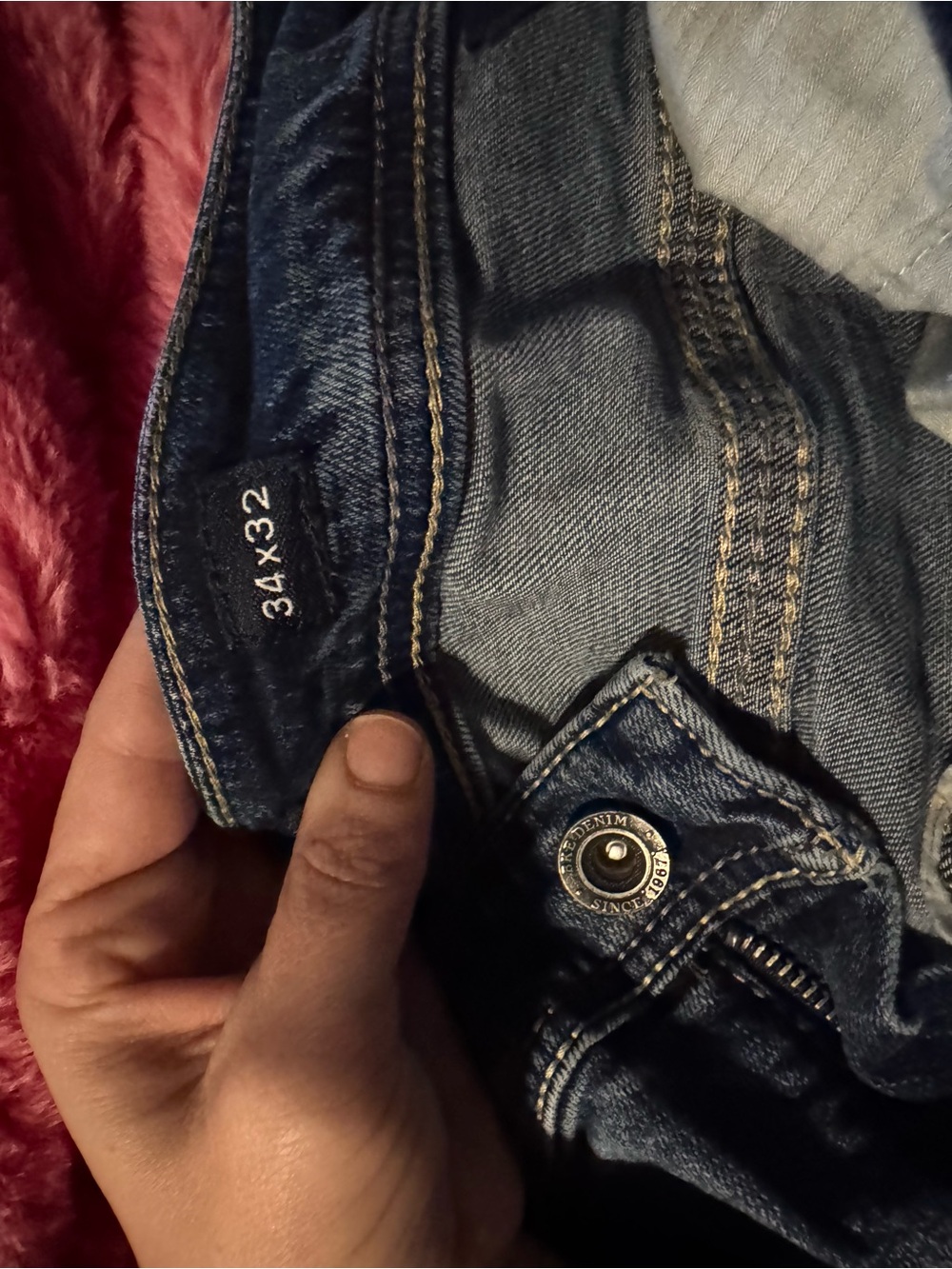 BKE Men's Straight Jeans in Dark Blue with Distressed Knees - Picture 5 of 6